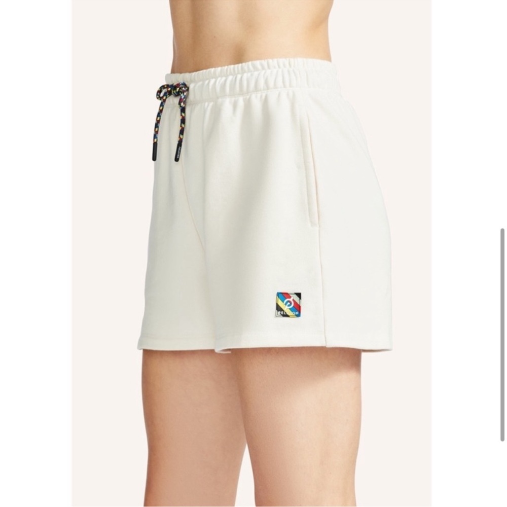 Peloton TWGF cream sweat shorts